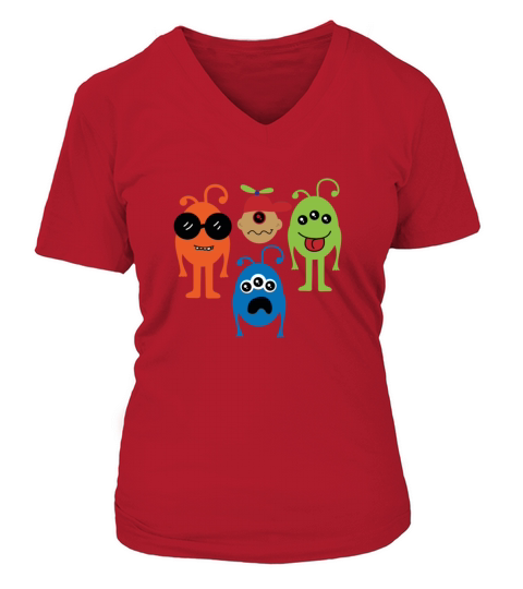 Little Cute Monsters V-neck T-Shirt Woman
