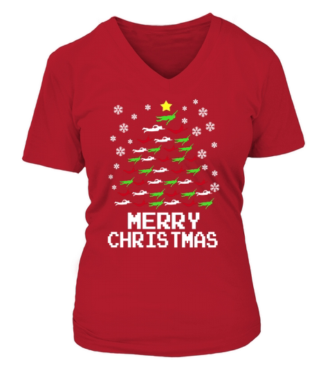 Swimming-Merry Christmas V-neck T-Shirt Woman