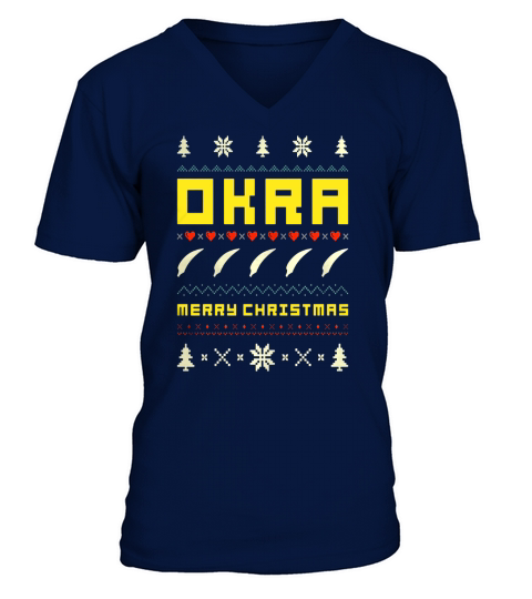 OKRA Ugly Christmas Vintage Retro Style V-Neck T-shirt