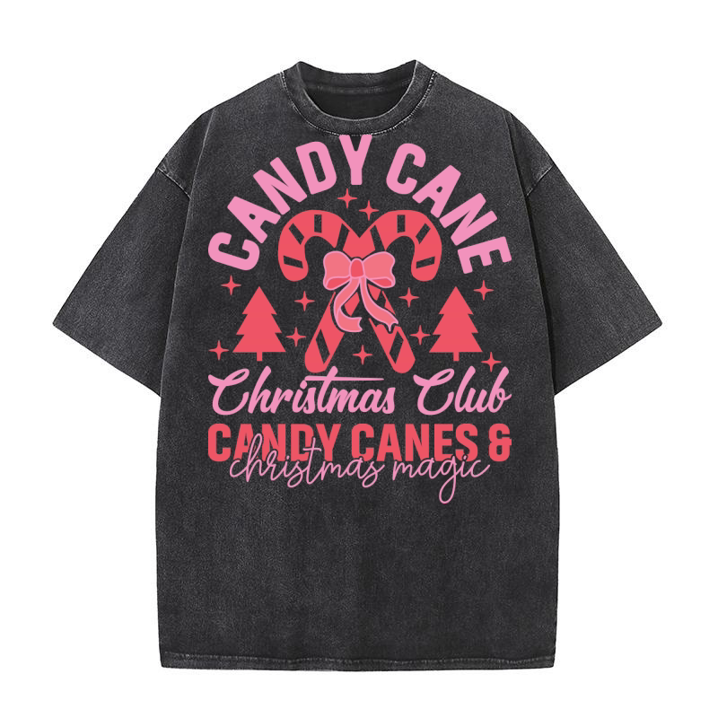 Candy Cane Christmas Club Washed T-Shirt