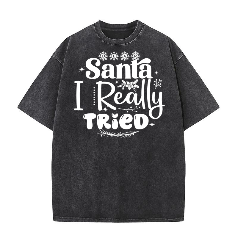 Dear Santa, I Really Tried Washed T-Shirt