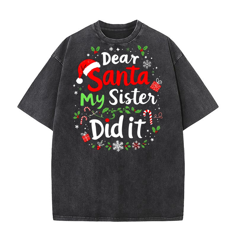 Dear santa my sister did it 4 Washed T-Shirt