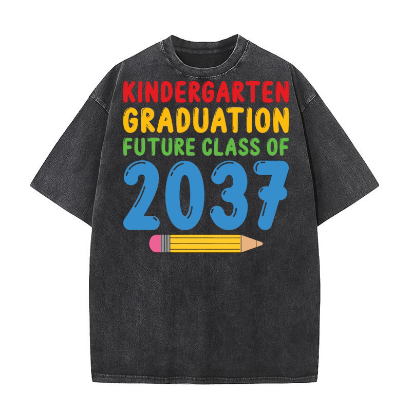 Kindergarten Graduation Future Class Of 2037 Washed T-Shirt