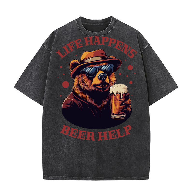 Life happens Beer Help Washed T-Shirt