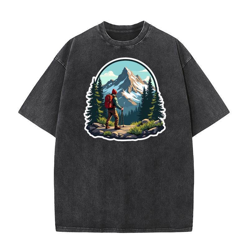 Mountain explorer hiking adventure Illus 16 Washed T-Shirt