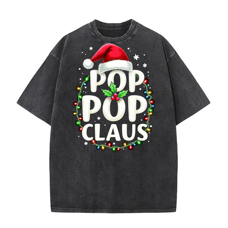 Pop Pop Claus Christmas 3 Washed T-Shirt