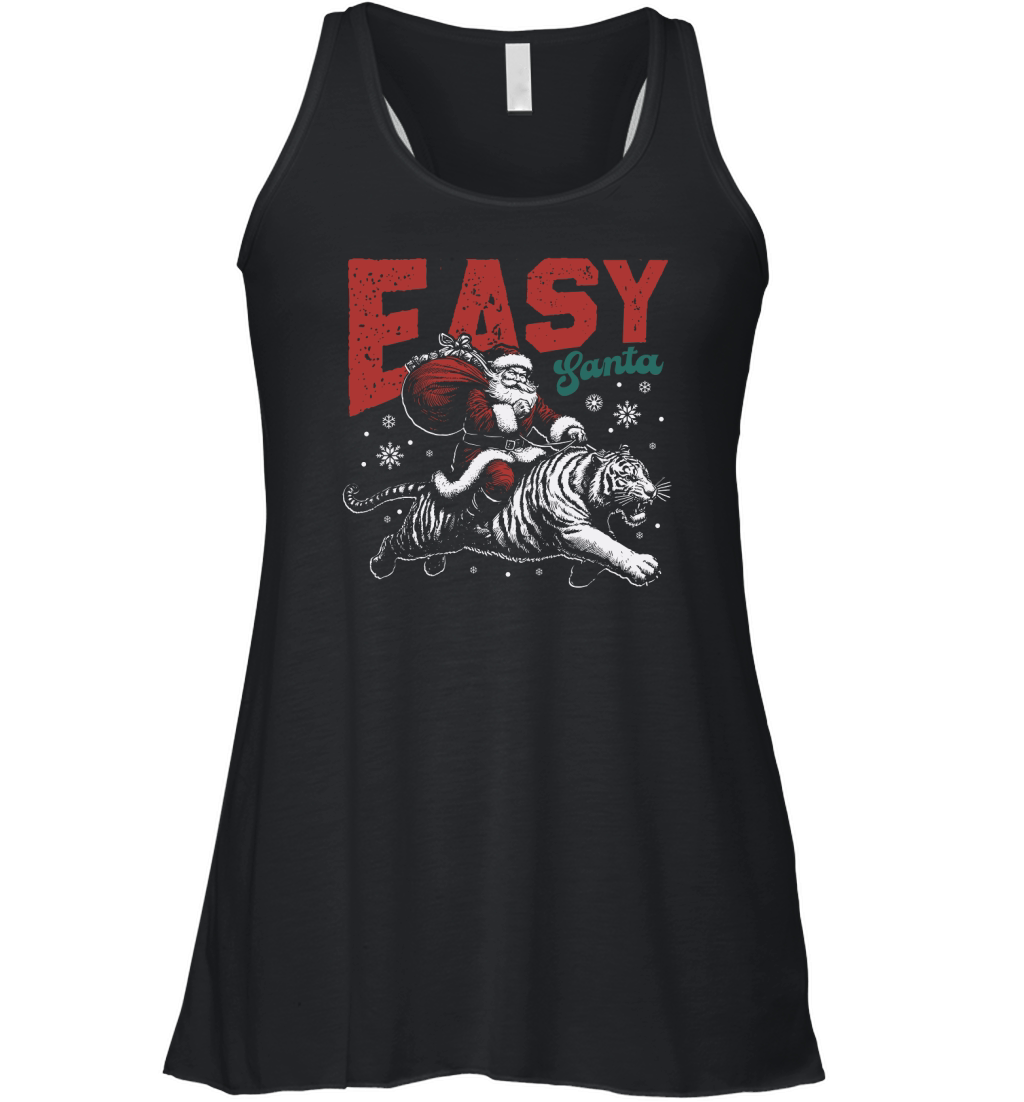 Easy Santa Riding Tiger D Color White Tiger Women's Flowy Tank Top