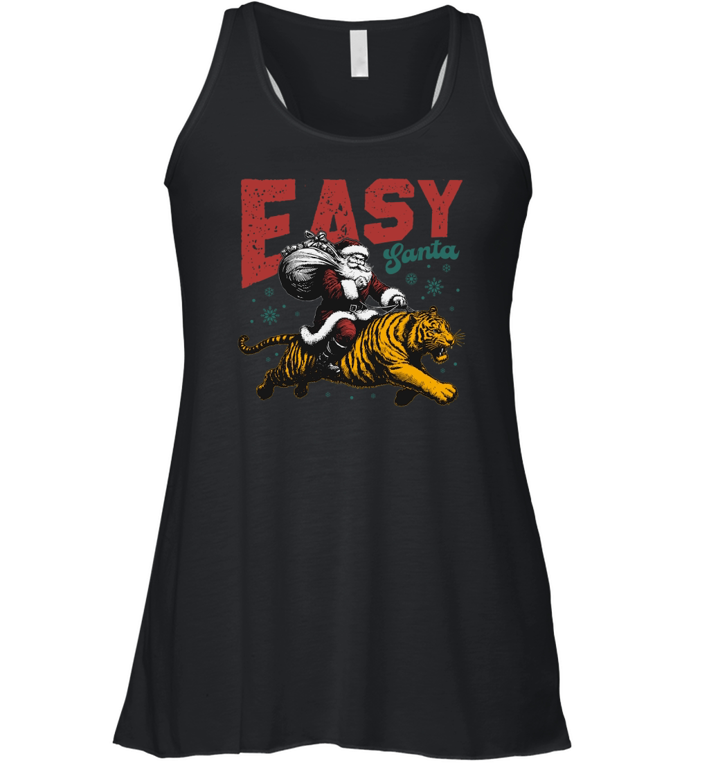 Easy Santa Riding Tiger L Color Women's Flowy Tank Top