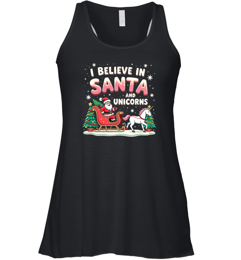 I Believe in santa and unicorns Women's Flowy Tank Top