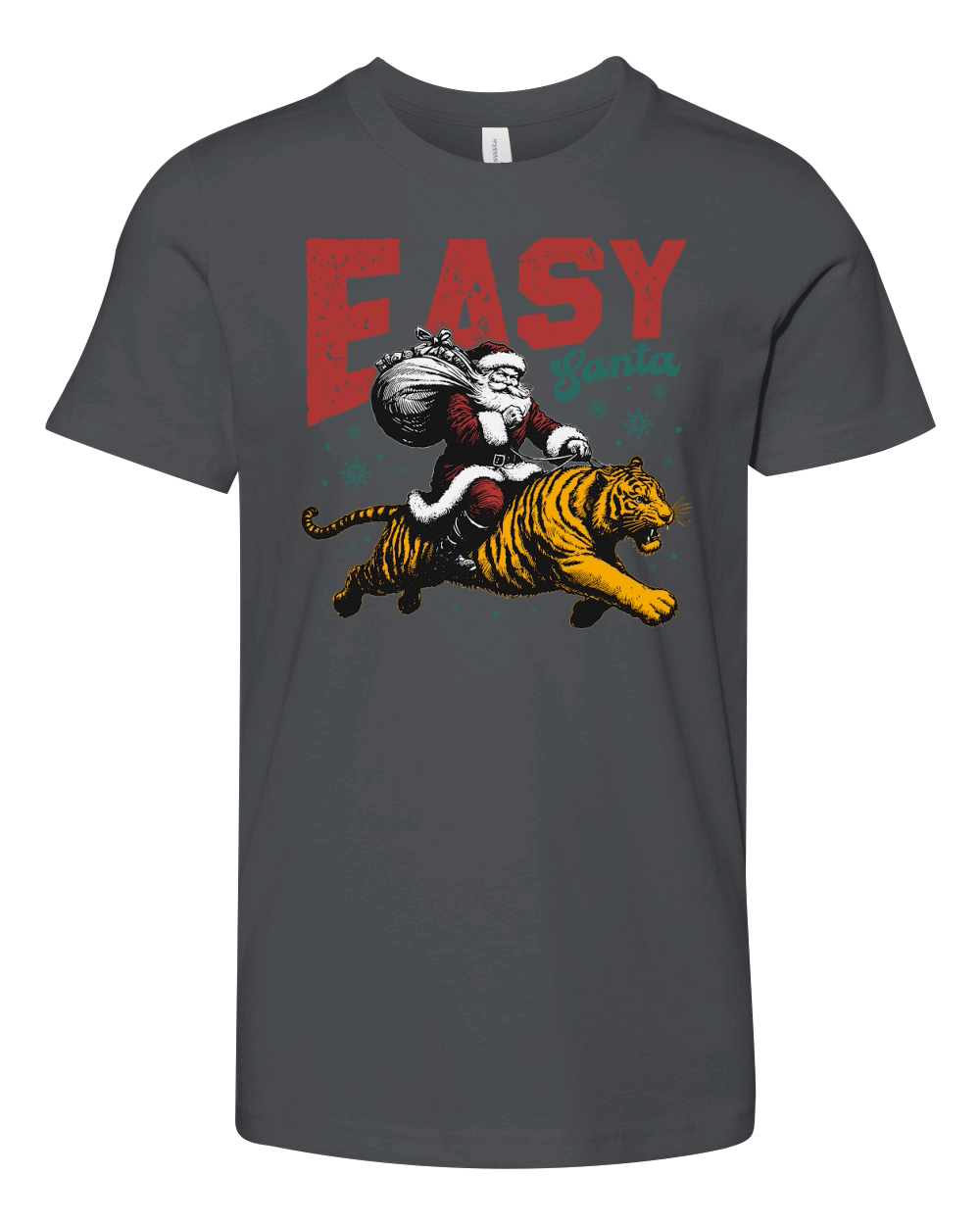 Easy Santa Riding Tiger L Color Youth Unisex Jersey Tee