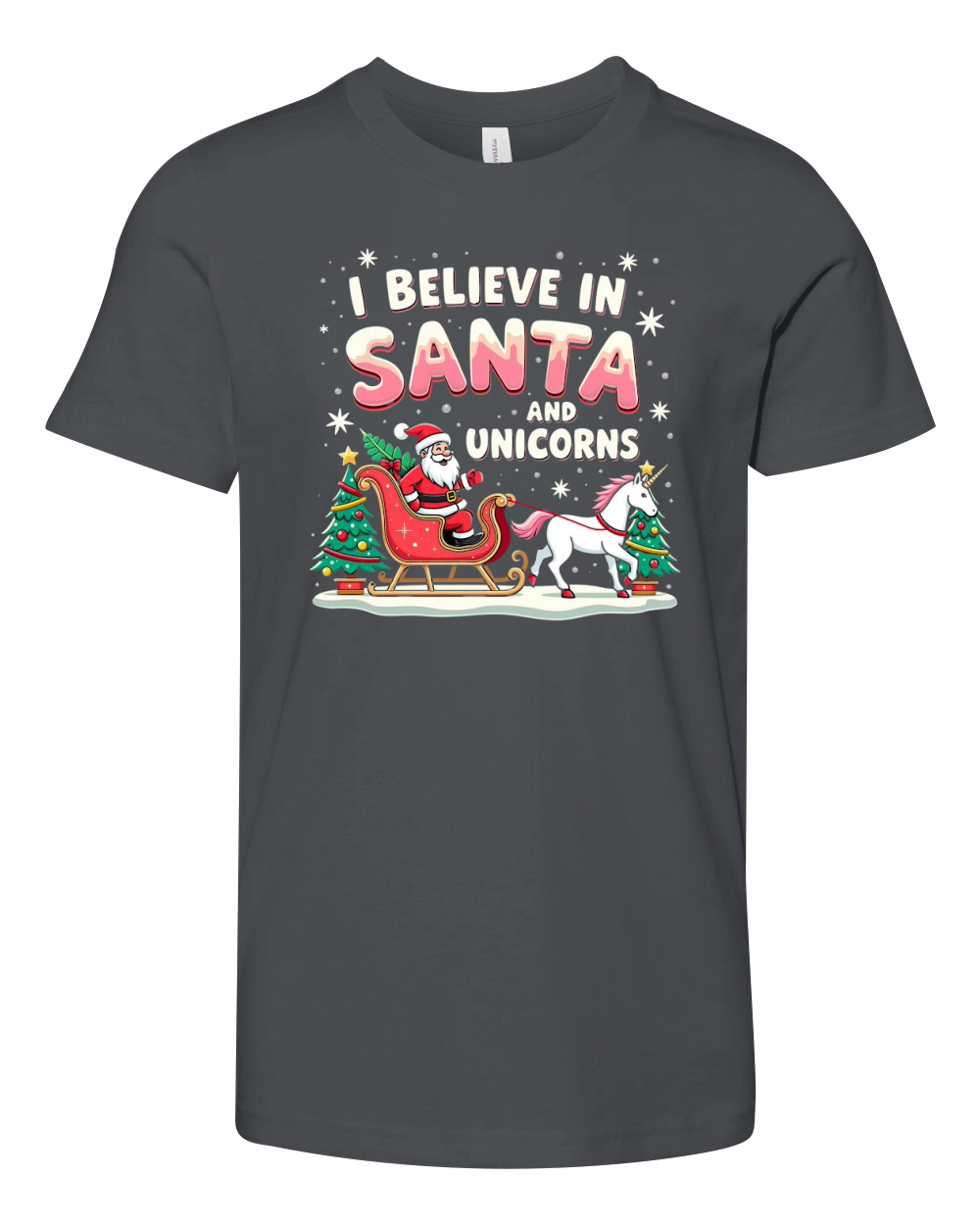 I Believe in santa and unicorns Youth Unisex Jersey Tee