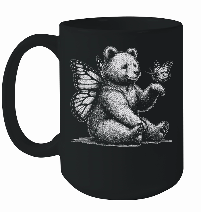 Bear With Butterfly Wings Vintage D White GR2 Ceramic Mug