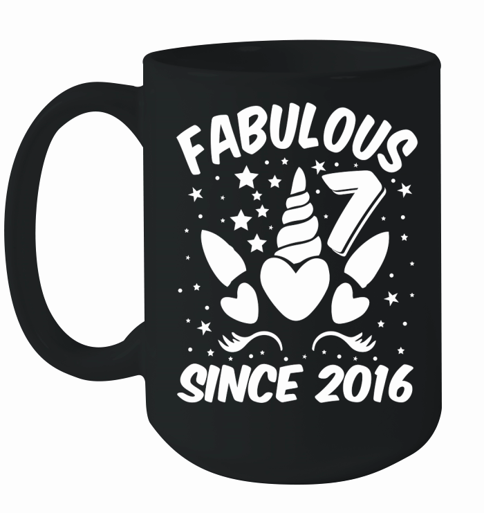 Fabulous 7 Since 2016 Unicorn Birthday T Shirt Design (2) Ceramic Mug