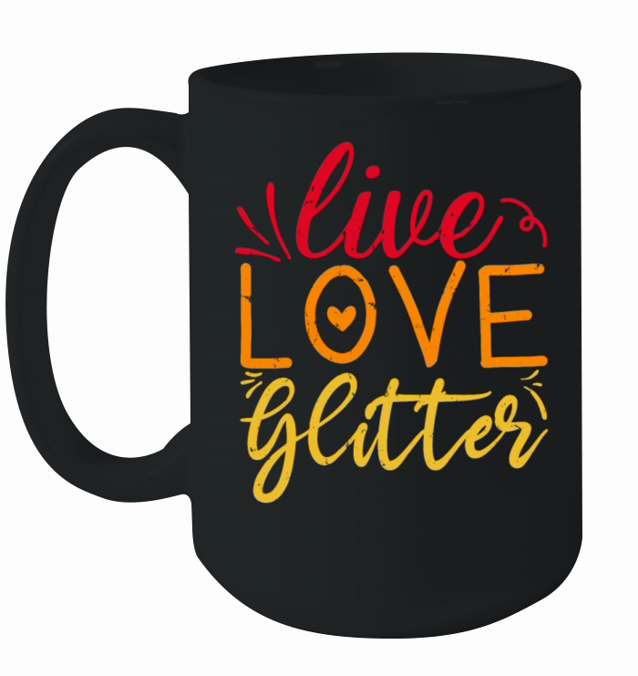 Live Love Glitter Crafting Lover Retro Vintage Ceramic Mug