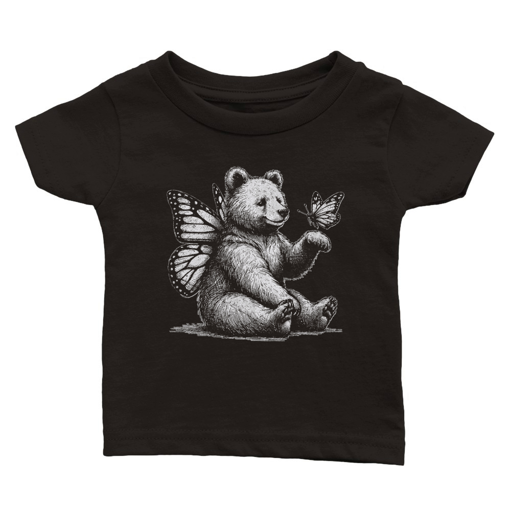 Bear With Butterfly Wings Vintage D White GR2 Classic Baby Crewneck T-shirt