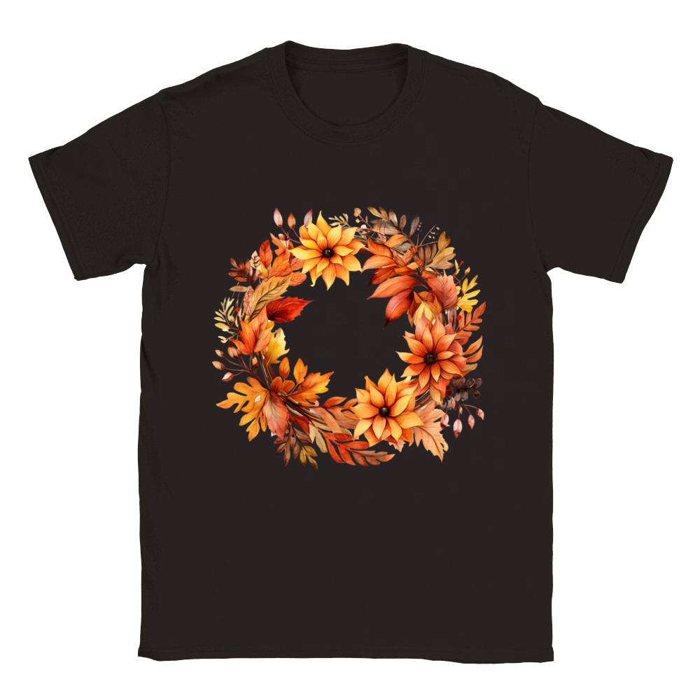 Autumn Fall Floral Frame 06 Classic Kids Crewneck T-shirt