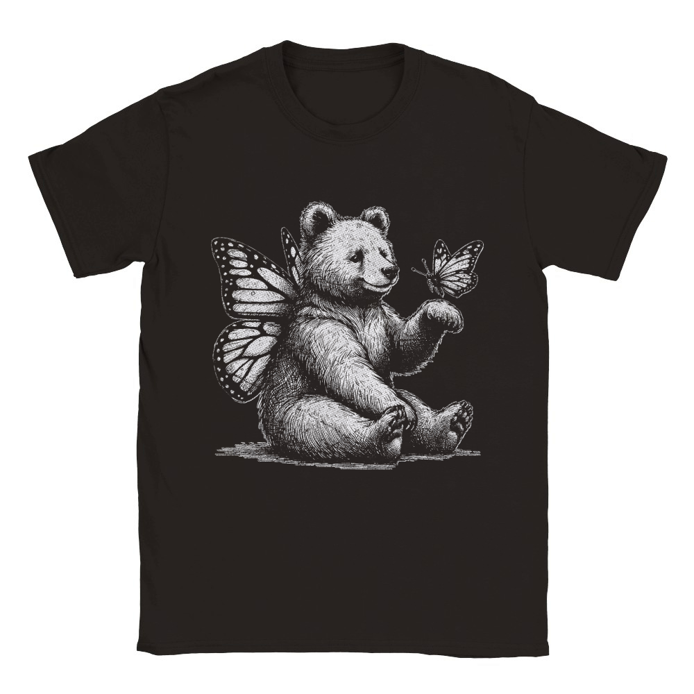 Bear With Butterfly Wings Vintage D White GR2 Classic Kids Crewneck T-shirt