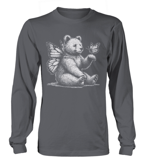 Bear With Butterfly Wings Vintage D White GR2 Long sleeved Unisex