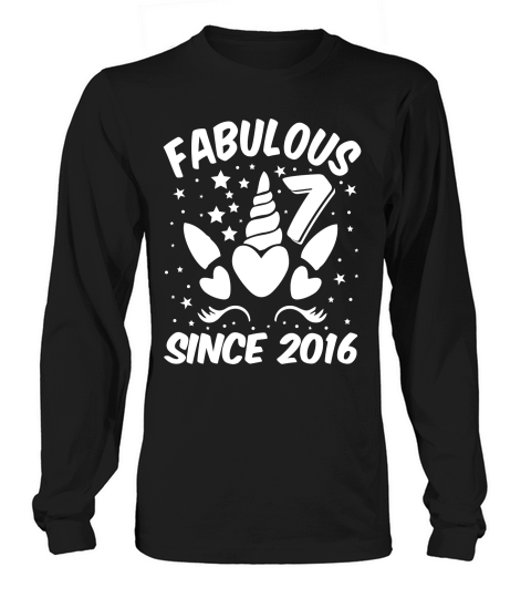 Fabulous 7 Since 2016 Unicorn Birthday T Shirt Design (2) Long sleeved Unisex