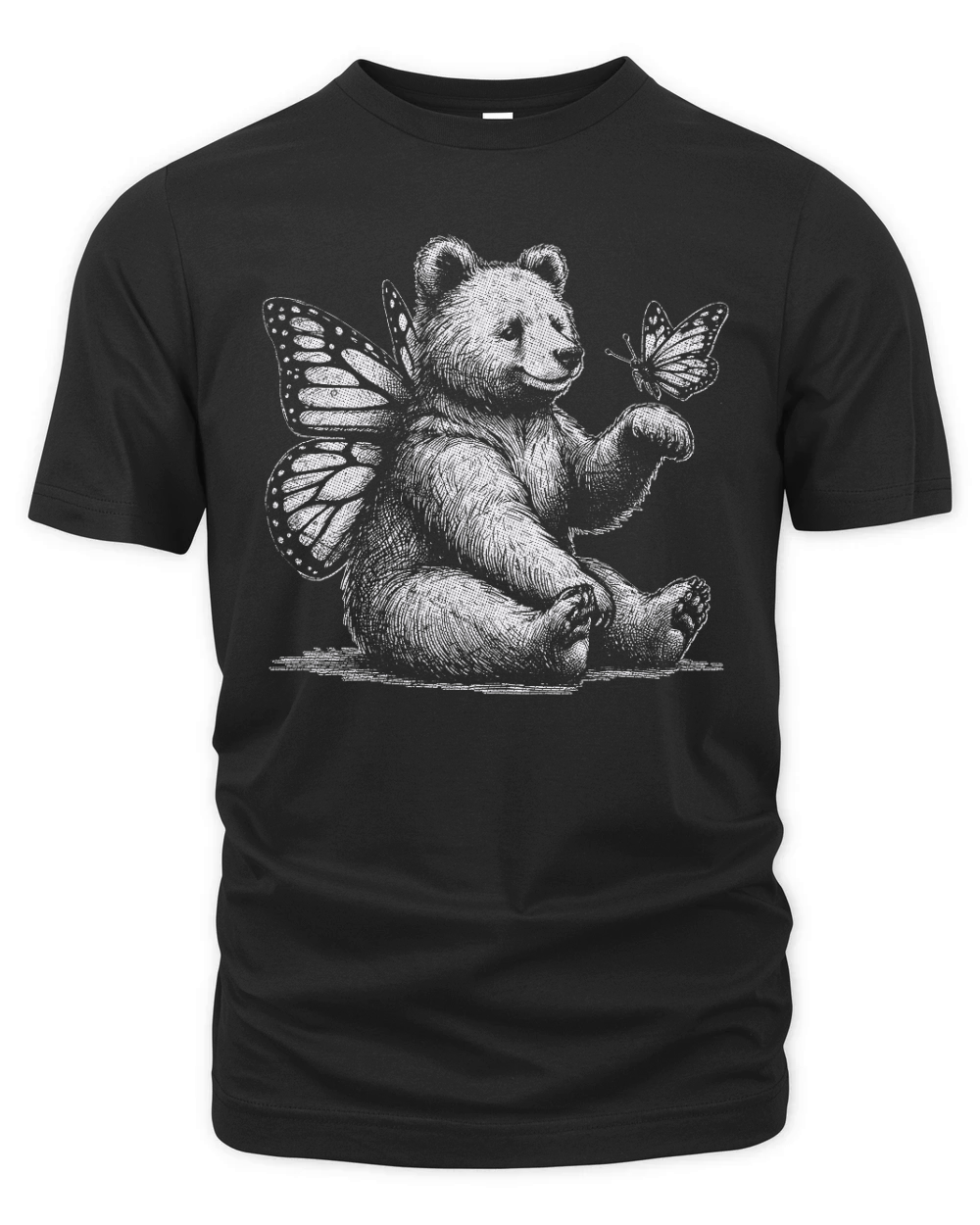 Bear With Butterfly Wings Vintage D White GR2 Organic Unisex T-shirt