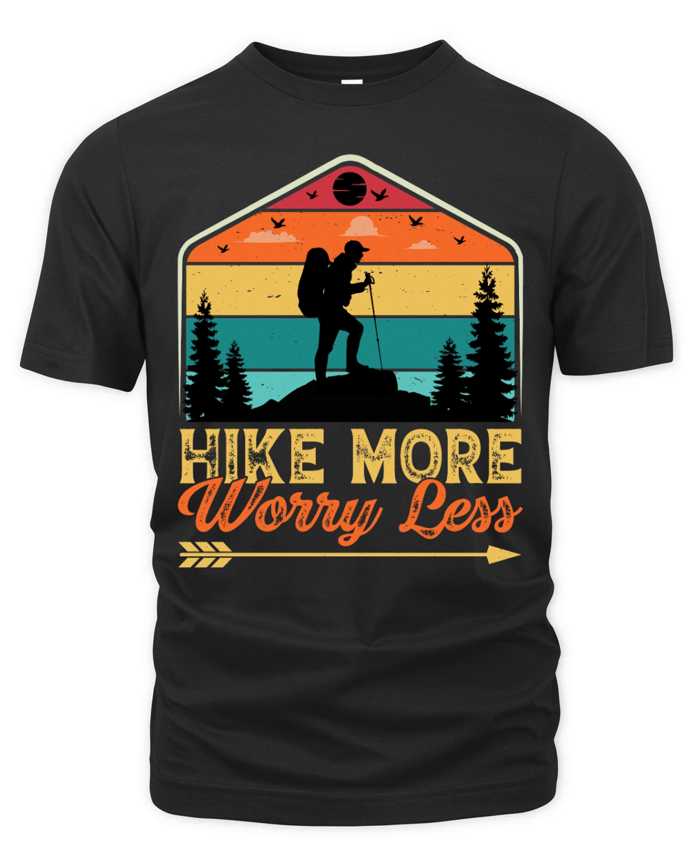 Hike More Worry Less Hiking T Shirt Design (1) Organic Unisex T-shirt