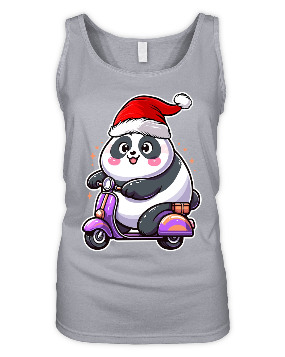 adorable panda Riding Scooter wearing santa hat 2 Organic Women's Tank Top