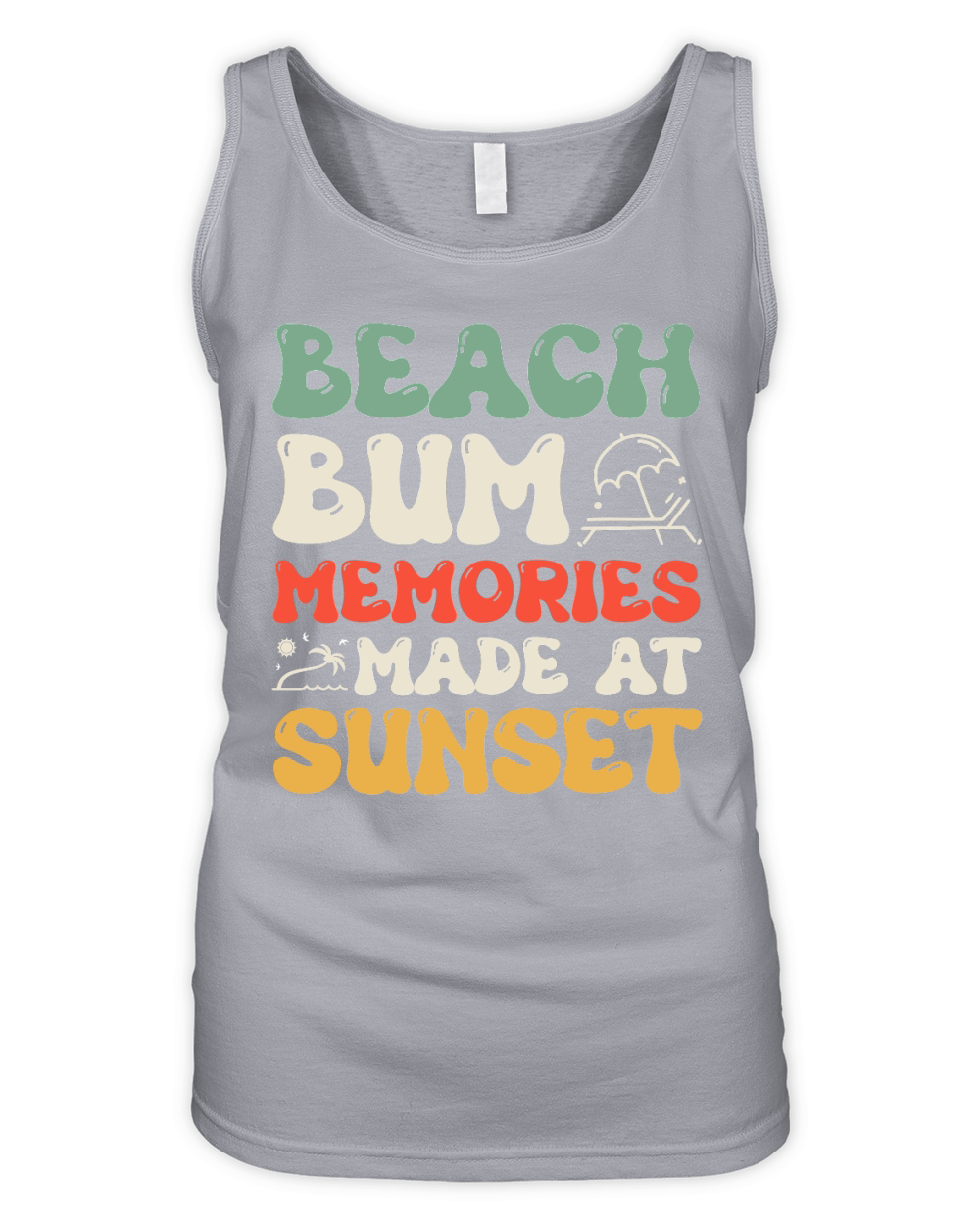 Beach Bum Memories Made At Sunset T Shirt Design (1) Organic Women's Tank Top