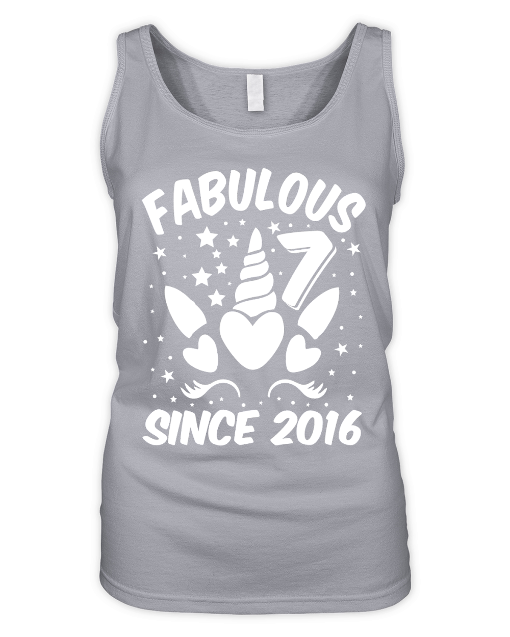 Fabulous 7 Since 2016 Unicorn Birthday T Shirt Design (2) Organic Women's Tank Top