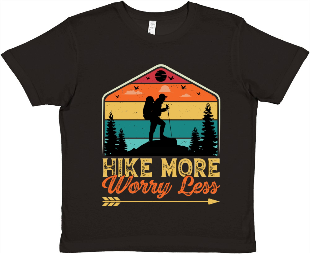 Hike More Worry Less Hiking T Shirt Design (1) Premium Kids Crewneck T-shirt
