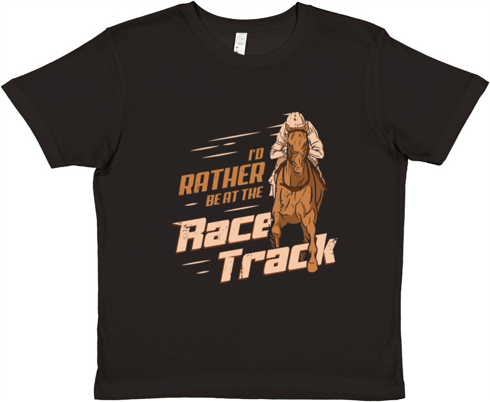 Id Rather Be At The Race Track Horse Racing Gift Premium Kids Crewneck T-shirt
