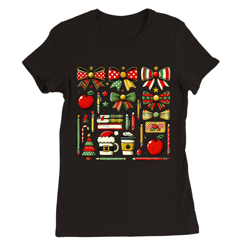 Cute Teacher Christmas 9 Premium Womens Crewneck T-shirt