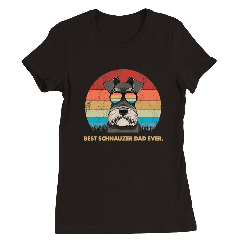 Dog Vintage Best Schnauzer Dad Ever Father Day Vintage Sunglas Premium Womens Crewneck T-shirt