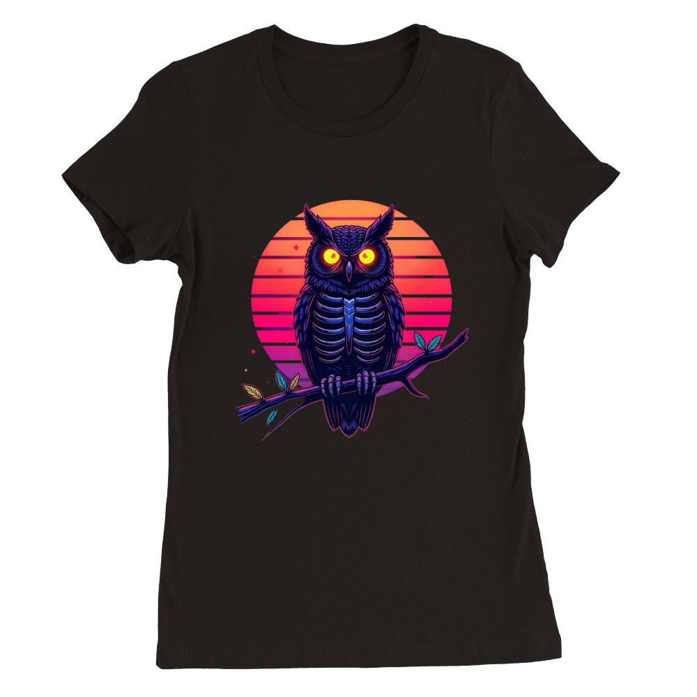 Owl Skeleton 02 Premium Womens Crewneck T-shirt