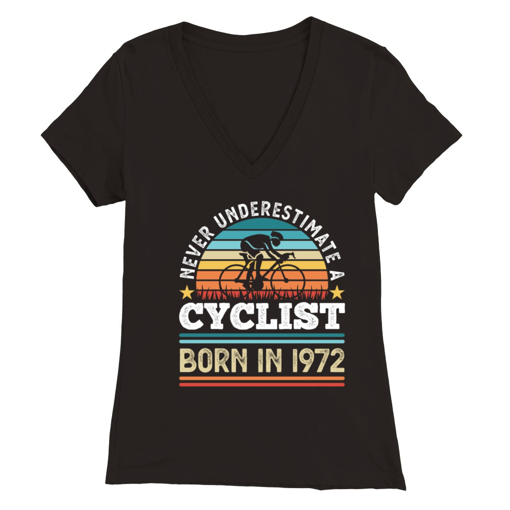 Cyclist born in 1972 50th Birthday Gift Cycling Premium Womens V-Neck T-shirt