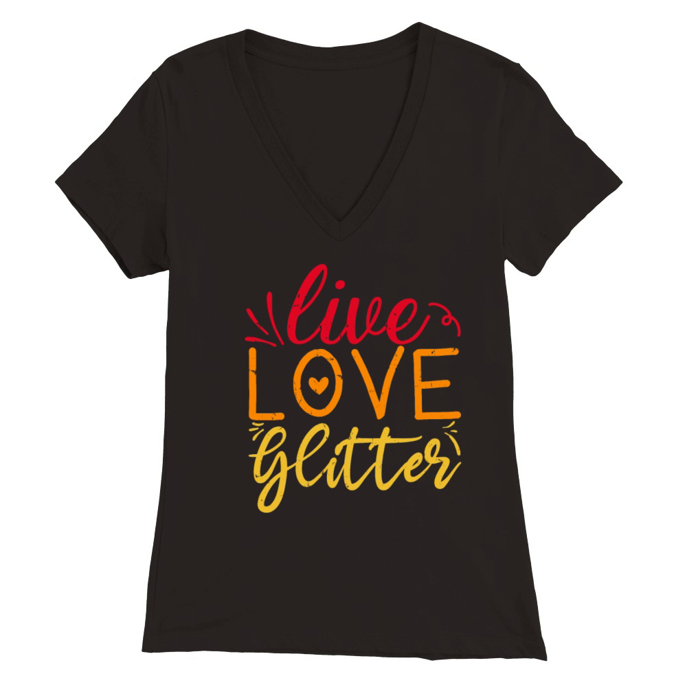 Live Love Glitter Crafting Lover Retro Vintage Premium Womens V-Neck T-shirt