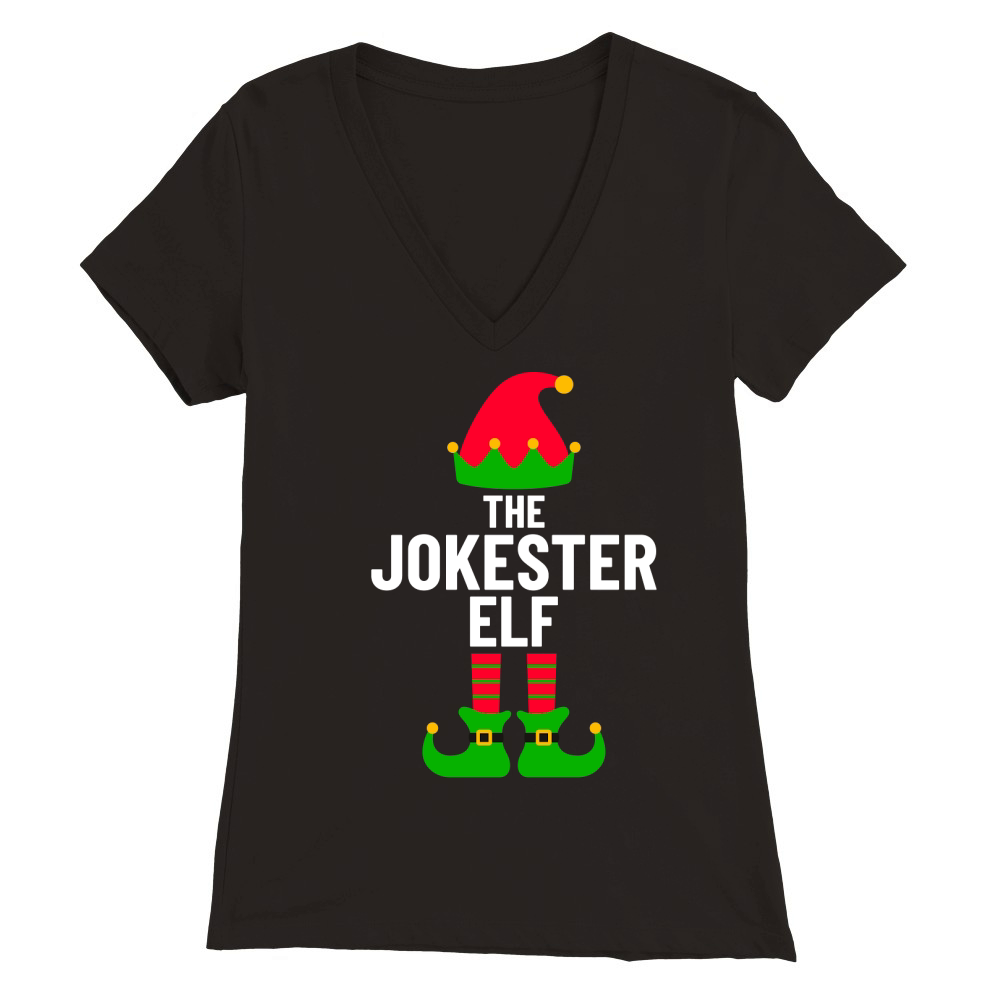 The Jokester Elf Christmas Premium Womens V-Neck T-shirt