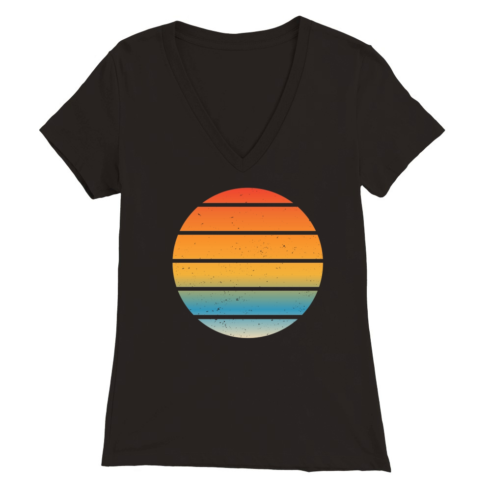Vintage Retro Sunset (2) Premium Womens V-Neck T-shirt