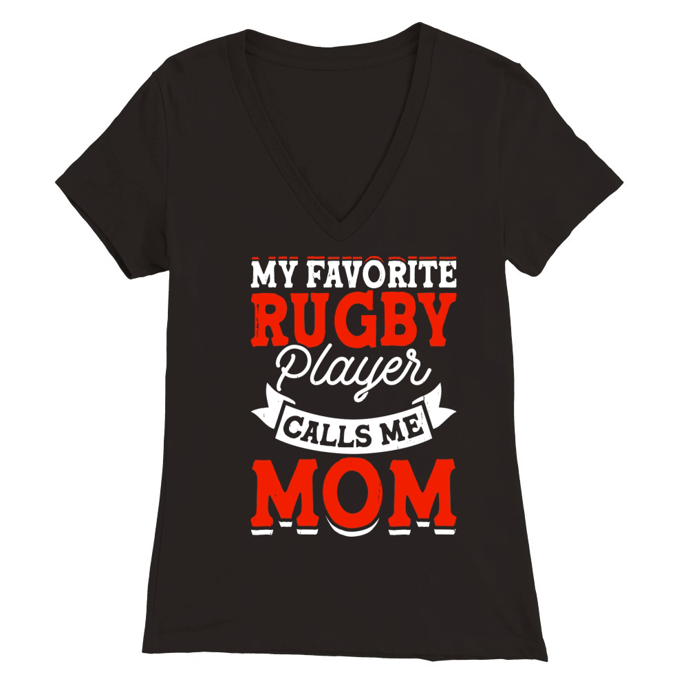 Vintage Rugby Player Calls Me Mom Premium Womens V-Neck T-shirt