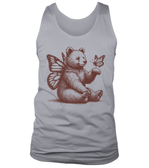 Bear With Butterfly Wings Vintage L Brown Tank Top Unisex
