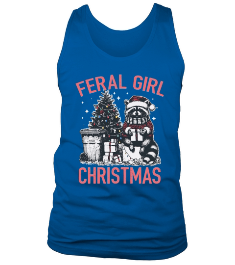 Feral Girl Christmas Raccoon D Color Red2 Tank Top Unisex