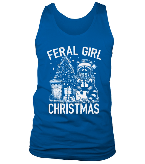 Feral Girl Christmas Raccoon D White TR Tank Top Unisex