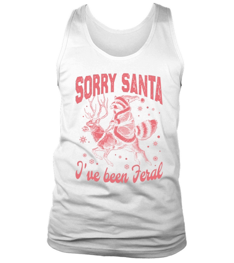 Raccoon Santa Riding Reindeer D Red Tank Top Unisex