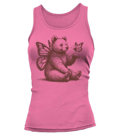 Bear With Butterfly Wings Vintage L Brown Tank top Woman