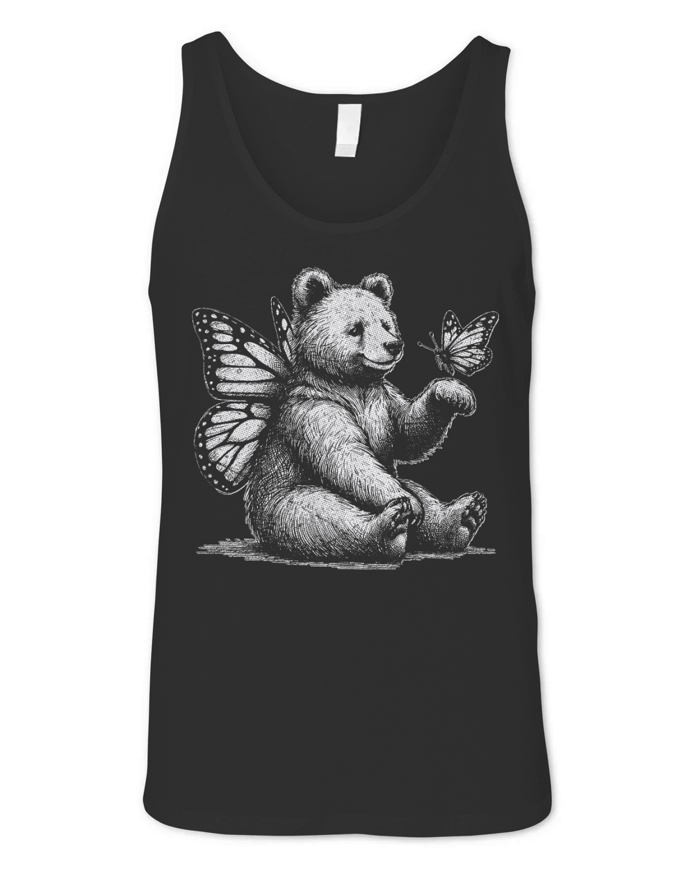 Bear With Butterfly Wings Vintage D White GR2 Unisex Jersey Tank