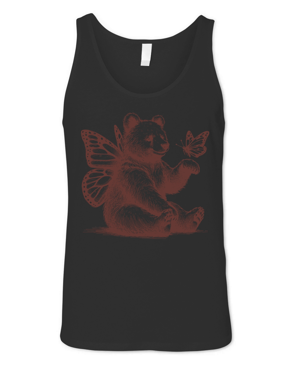 Bear With Butterfly Wings Vintage L Brown Unisex Jersey Tank