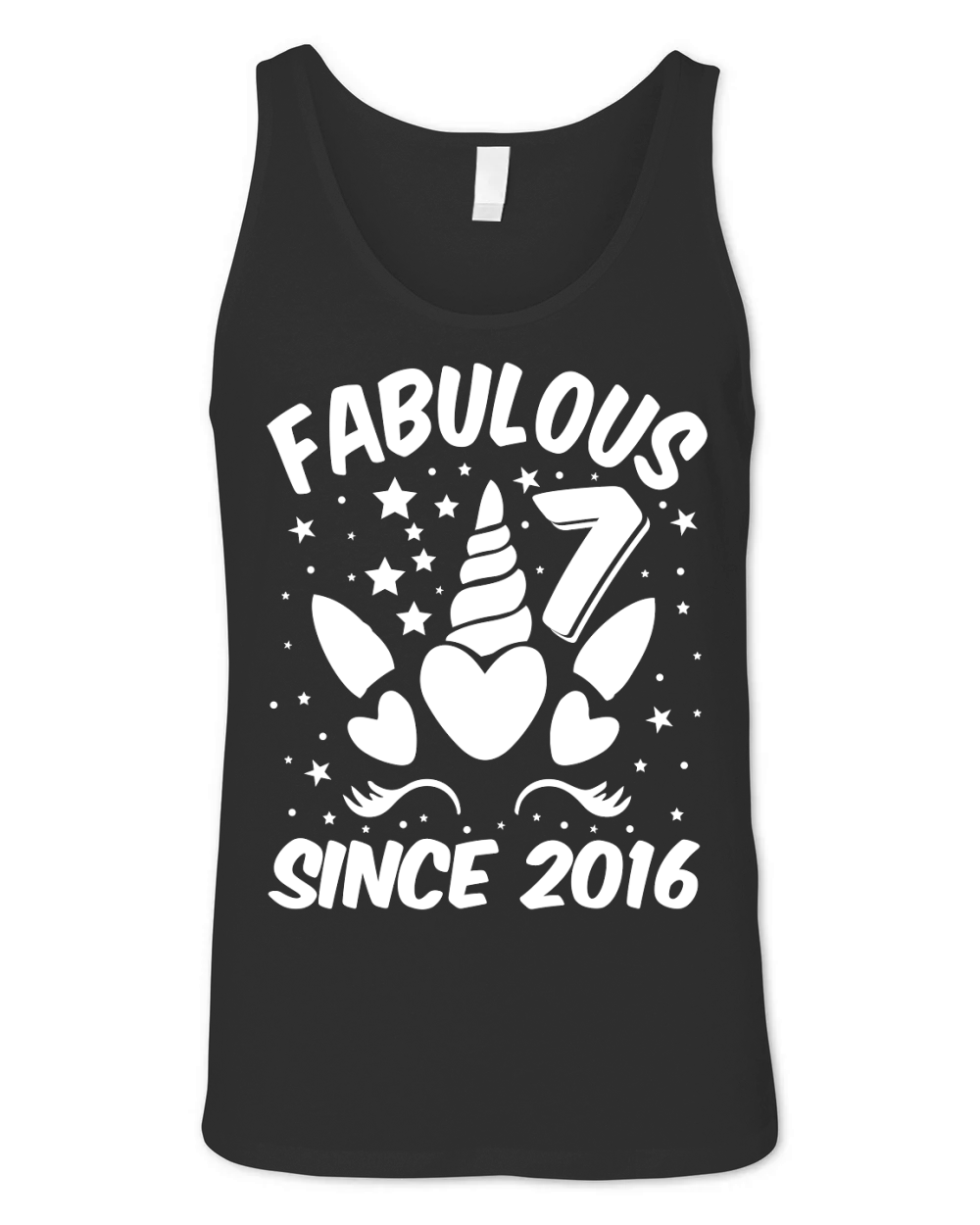 Fabulous 7 Since 2016 Unicorn Birthday T Shirt Design (2) Unisex Jersey Tank