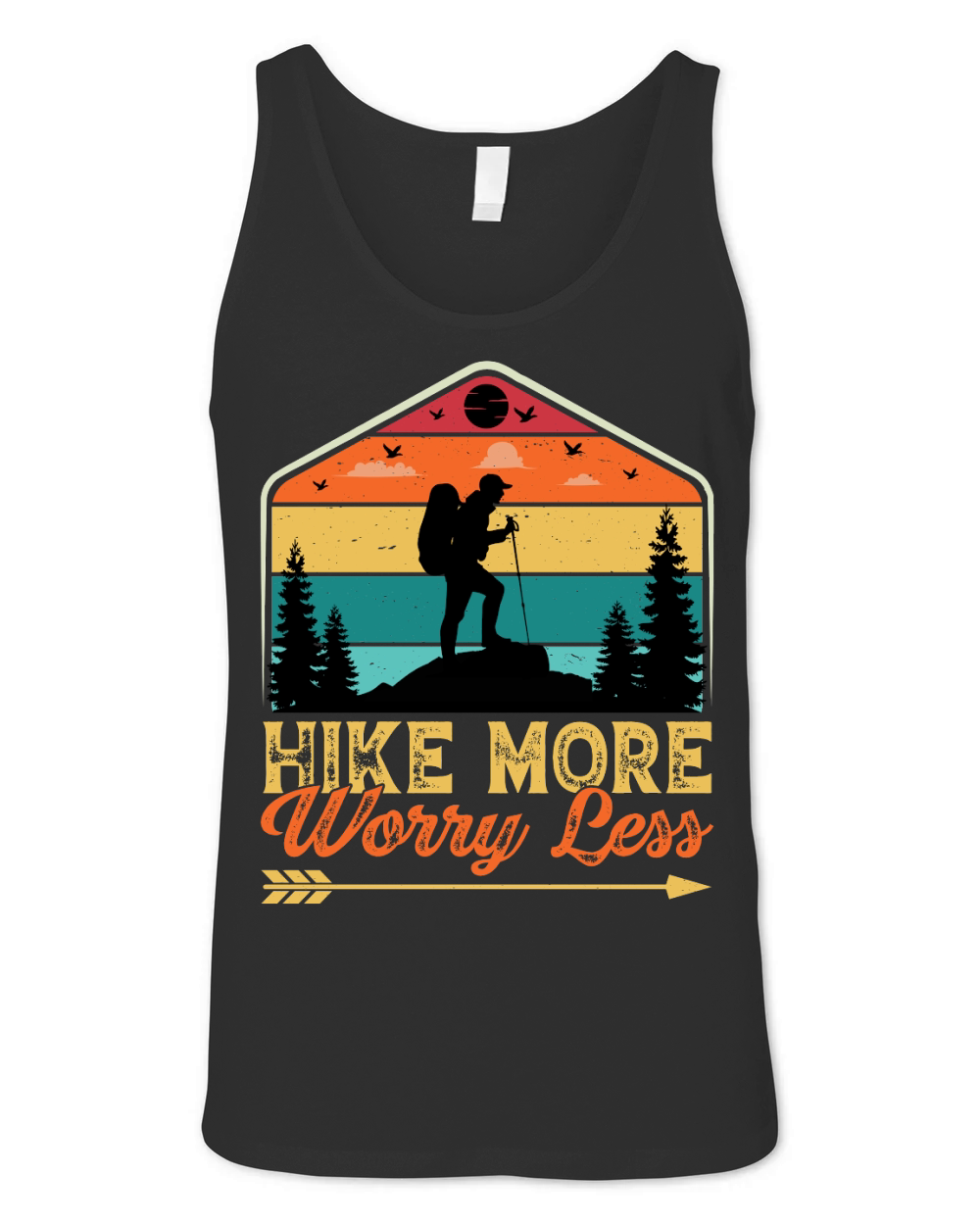 Hike More Worry Less Hiking T Shirt Design (1) Unisex Jersey Tank