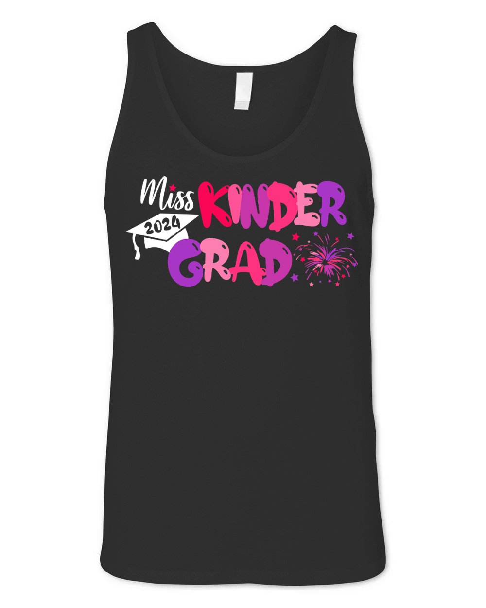 Miss Kinder Grad white text Unisex Jersey Tank