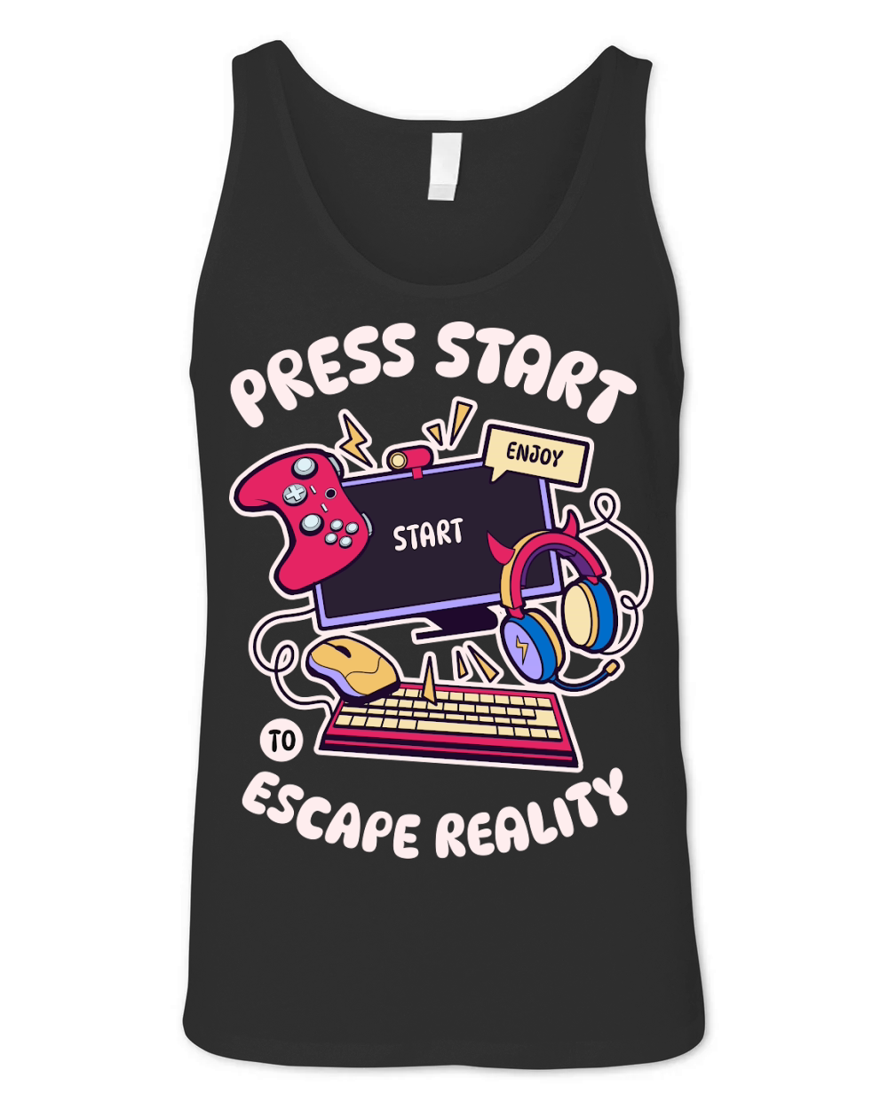 Press Start Unisex Jersey Tank
