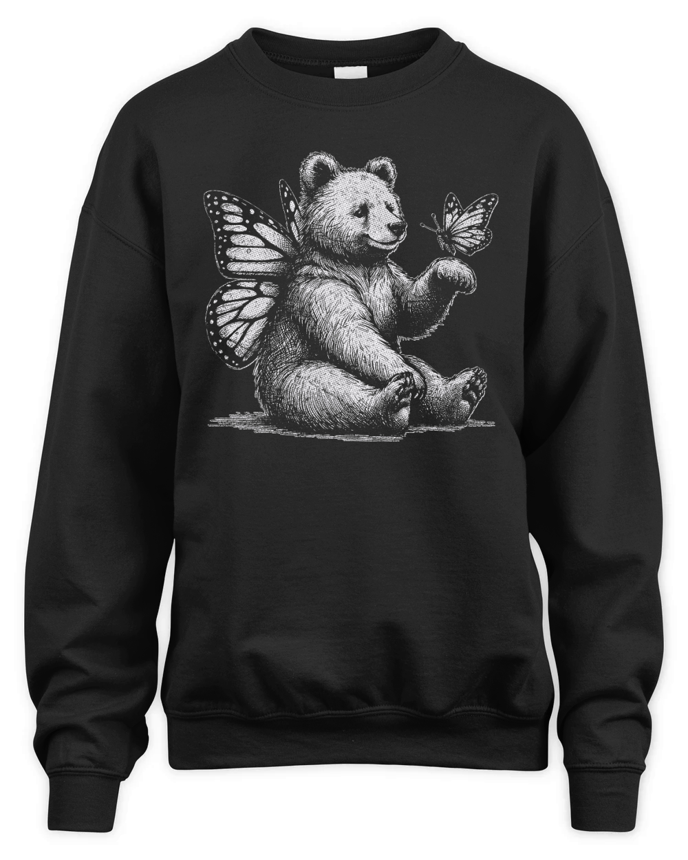 Bear With Butterfly Wings Vintage D White GR2 Unisex Premium Crewneck Sweatshirt